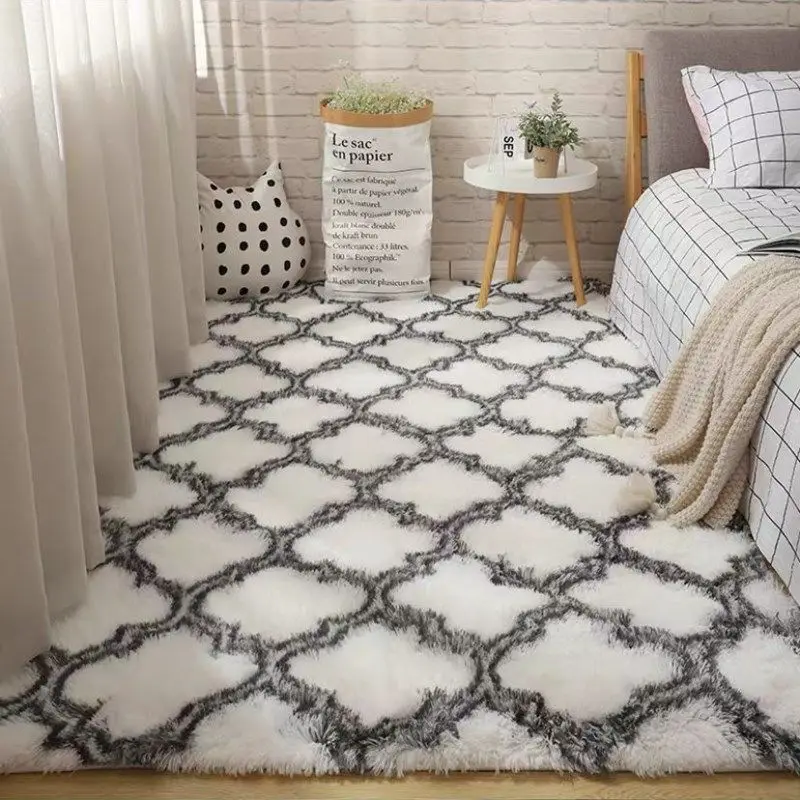 

Large Living Room Carpets Thick Geometry Decor Rug Kids Bedroom Soft Home Fluffy Floor Plush Carpets Window Bedside Furry Mat
