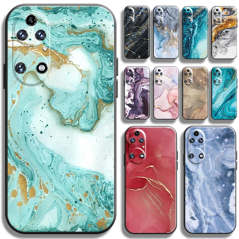 

Watercolor Marble Pattern Phone Case For Huawei P50 P40 P30 P20 Pro Lite 5G P Smart Z 2021 Coque Cases Shell Back Soft Cover