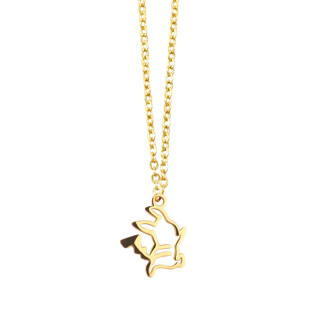 

Pokemon Stainless Steel Ladies Simple Pendant Necklace Exquisite Minimalist Japanese Cartoon Pikachu Jewelry Gift for Him