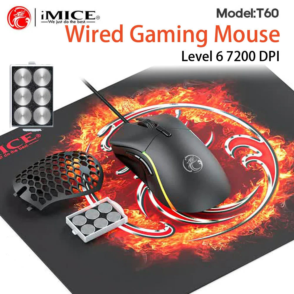 Фото Игровая мышь IMICE Popular Standard Edition 7200DPI, проводная, брендовая, оптовая продажа, подарок на день рождения/выпускной №1