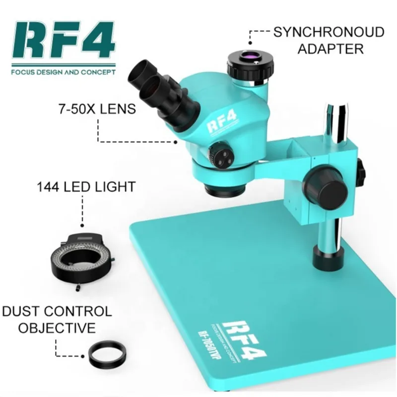 

RF7050TVP Industrial Trinocular Stereo Microscope 0.5X CTV Camera Simul-Focal 7-50X Continuous Zoom Stereo Trinocular Microscope