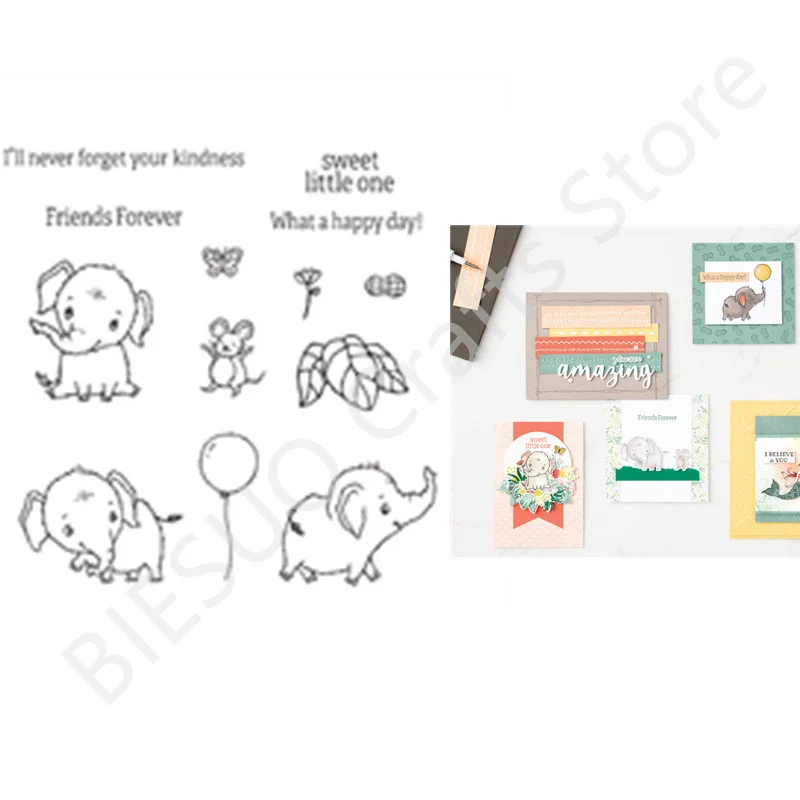 

2022 New Elephant Clear Stamps And Metal Cutting Dies Scrapbooking Paper Cards Embossing Handmade Decoration Seal Crafts Cutter