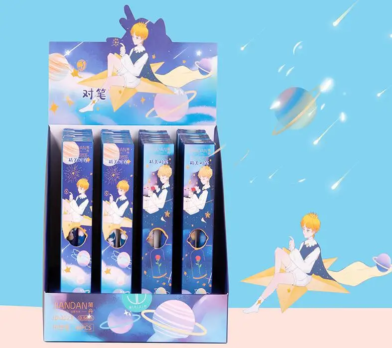 

24 компл./лот креативная гелевая ручка Little Prince, милая 0,5 мм, черные чернила, строительные принадлежности для школы, канцелярские подарки
