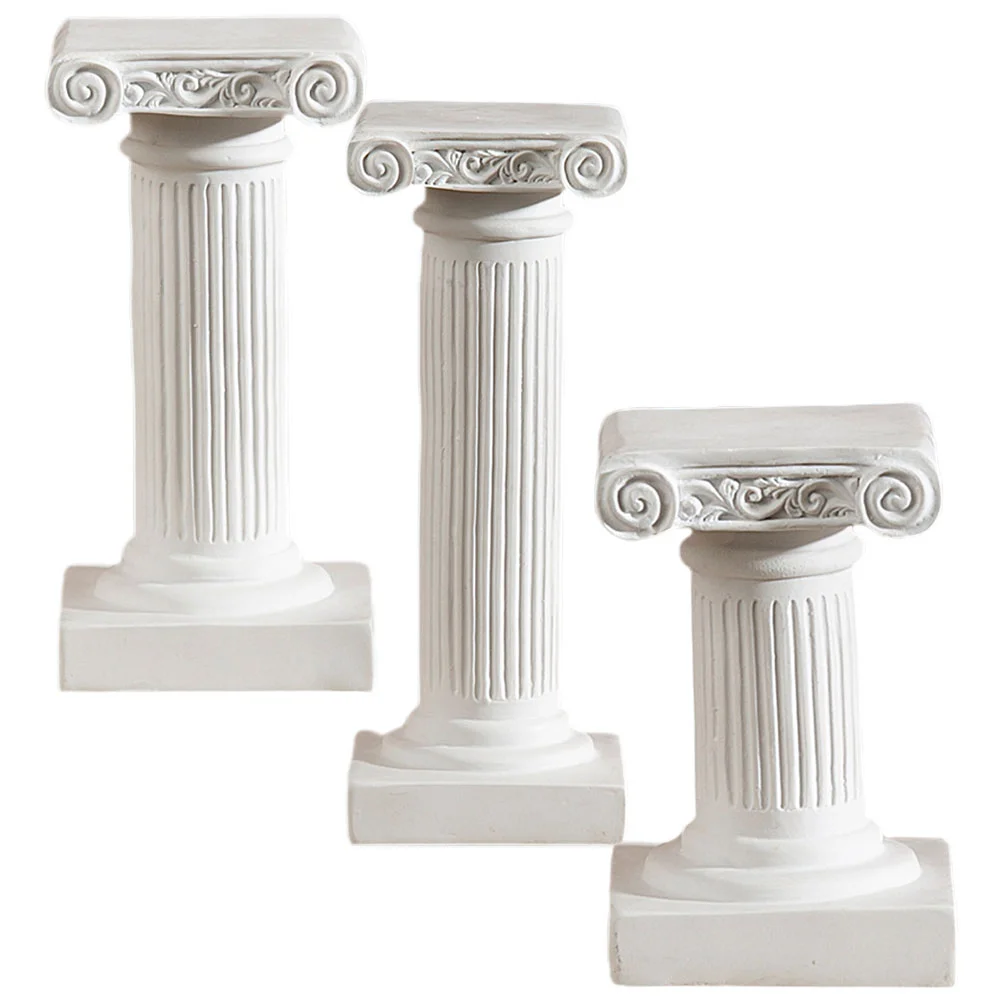 

3pcs Roman Column Holder Table Ornaments Mini Roman Column Candlestick Adorns