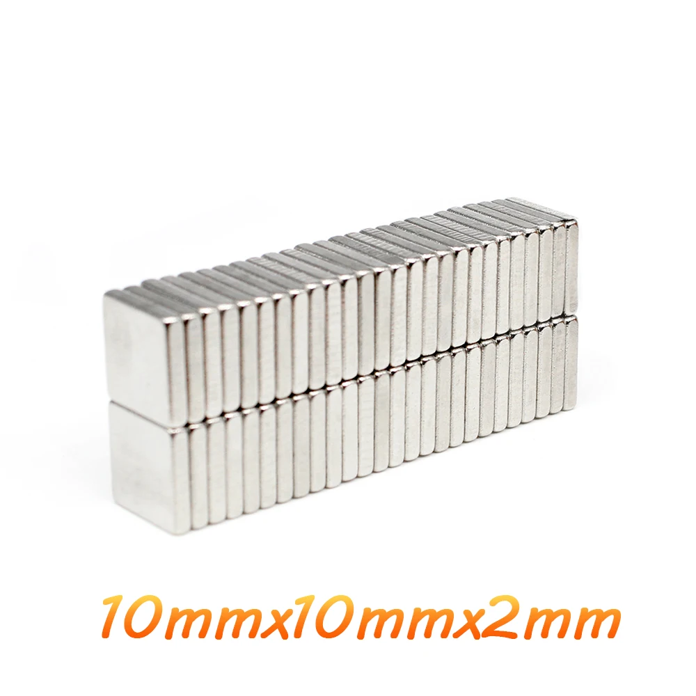 10/20/50/100/150/200/300/1000PCS 10x10x2 Square Strong Powerful Magnets 10*10*2 mm Block Rare Earth Neodymium Magnet 10x10x2mm |
