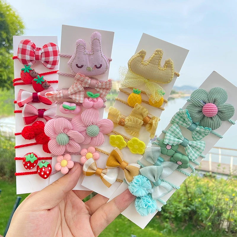 

9 шт./компл. набор эластичных резинок для девочек с цветочным бантом высококачественные головные уборы искусственные Мультяшные аксессуары...