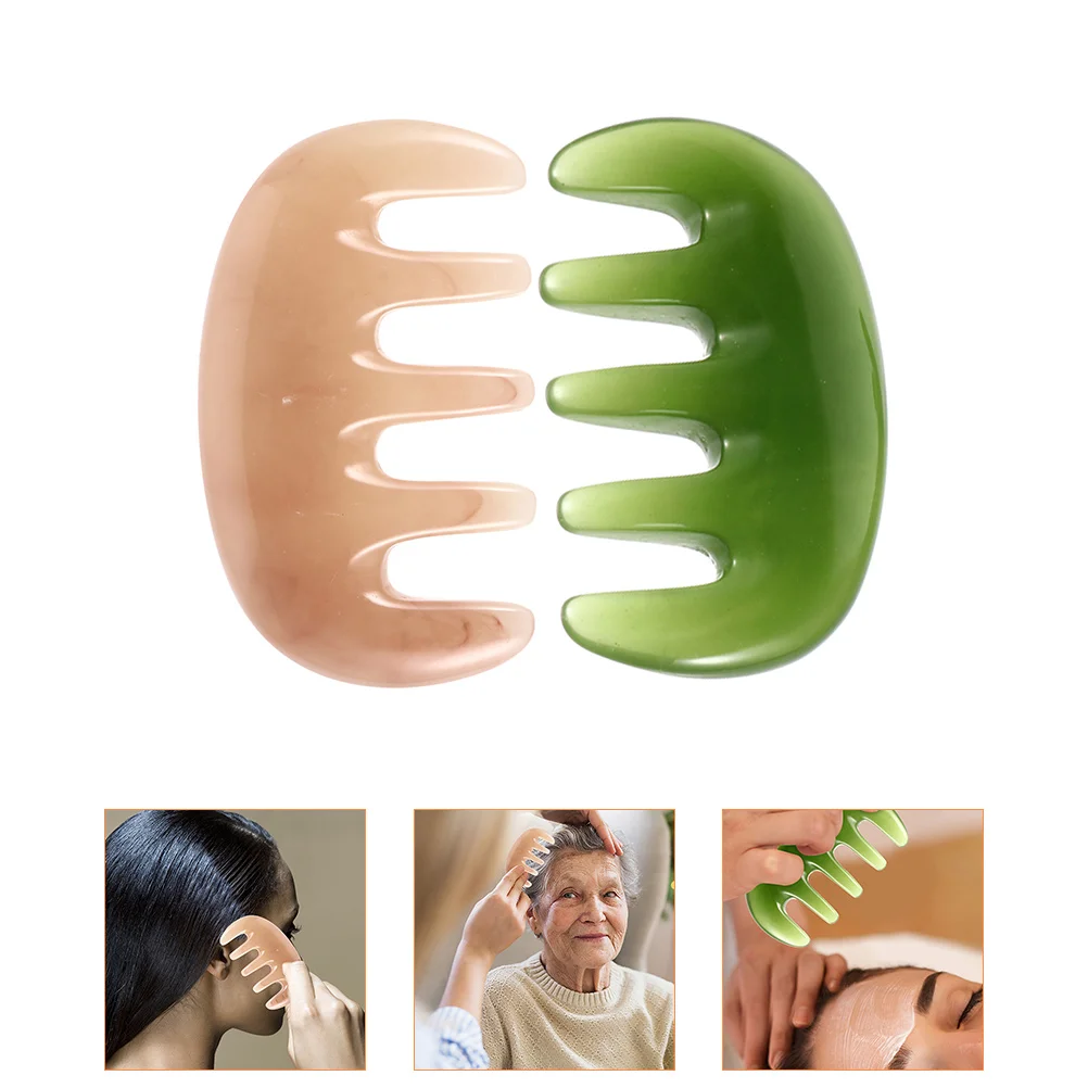 

2 Pcs Scalp Massage Comb Scraping Tool Physical Wooden Anti-static Acupoint Resin Beeswax Care Massager Handheld