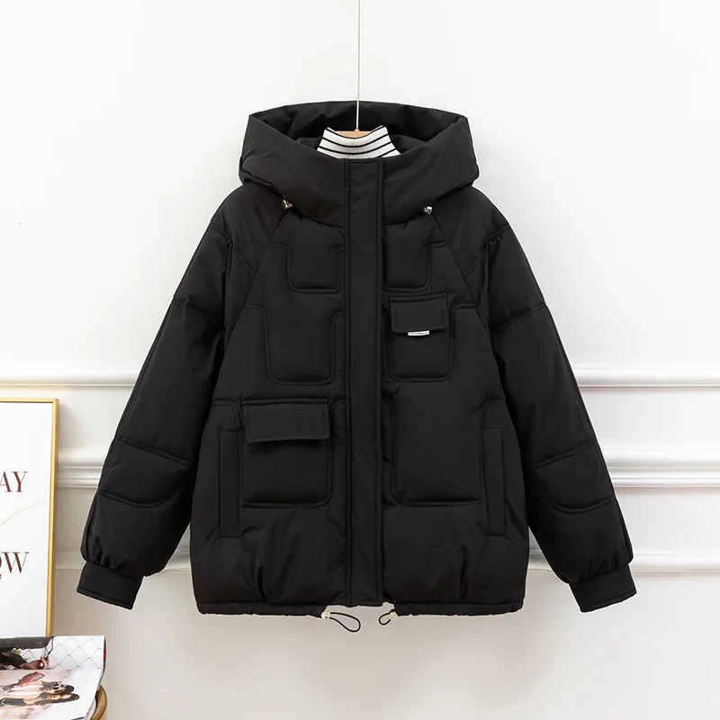 2022 Women Short Jacket Winter Thick Hooded Cotton Padded Coats Female Korean Loose Puffer Parkas Ladies Oversize Outwear