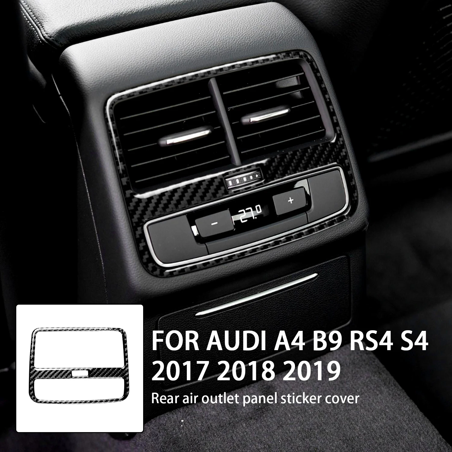 

Наклейка для салона автомобиля Audi A4 B9 RS4 S4 2017 2018 2019 из углеродного волокна, наклейка на заднюю панель выпускного воздуха, декоративная отделка, наклейка