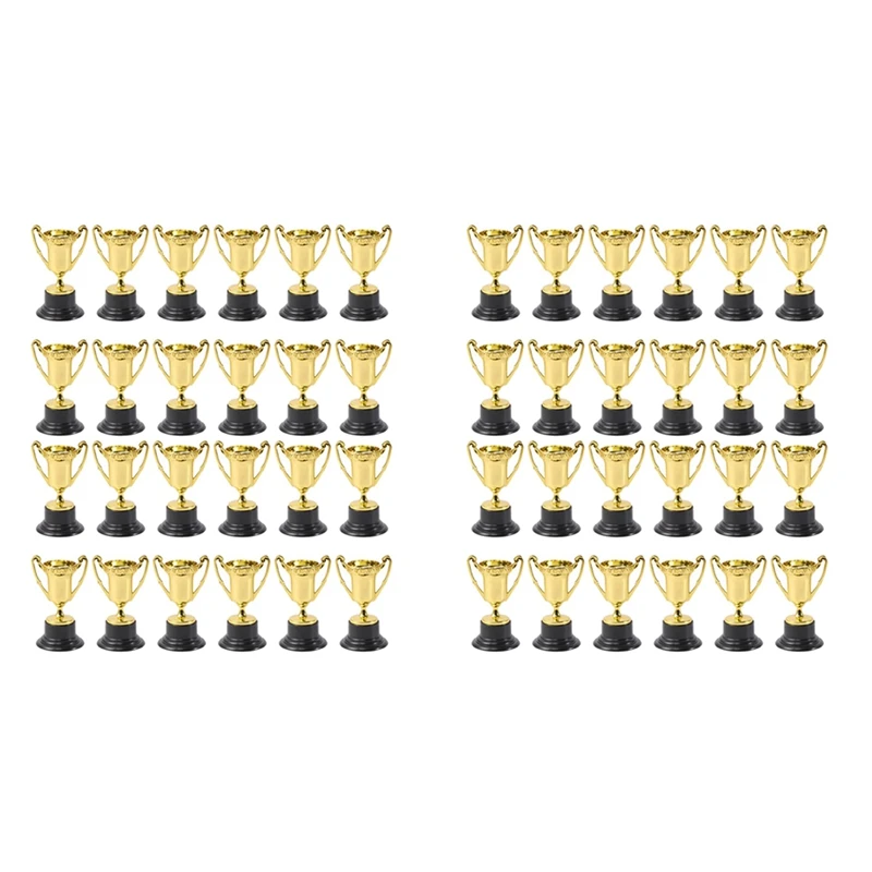 

48Pcs Golden Mini Award Trophy Prizes Decor Plastic Reward Prizes Kindergarten Kids Gift Awards Trophy With Black Base