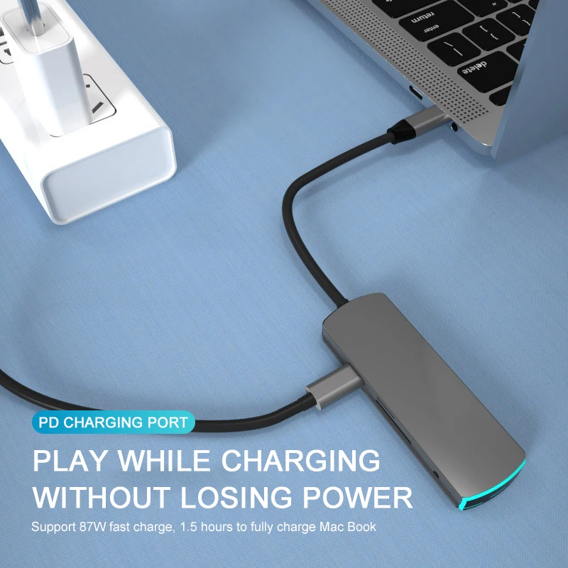 

Высокоскоростной адаптер 8 в 1 для ПК, ноутбуков, 3 Usb-порта, Usb 3,0