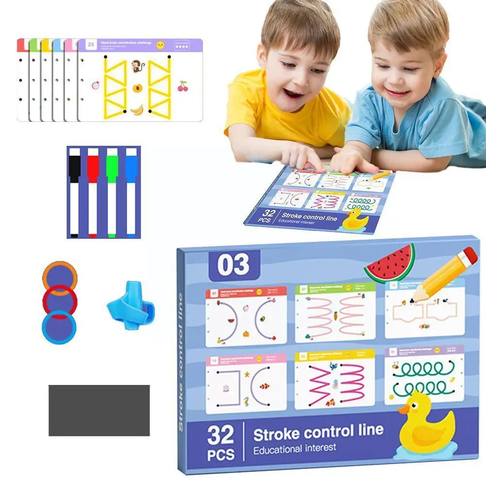 

Educational Toy Children Montessori Drawing Toy Pen Match Control Shape Toddler Math Learning Activities Game Training Colo W3T8