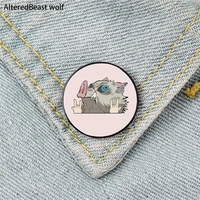 inosuke pink printed pin custom funny brooches shirt lapel bag cute badge cartoon cute jewelry gift for lover girl friends