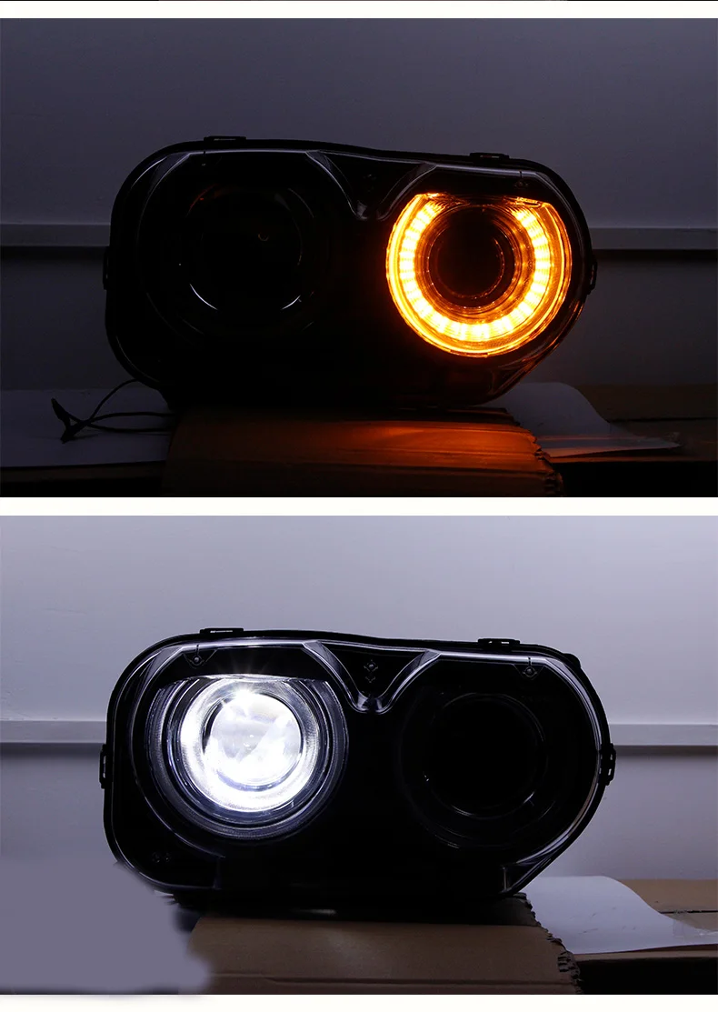 Пара автомобильных фар в сборе для Dodge Hellcat Challenger 2008-20 ангельские глазки