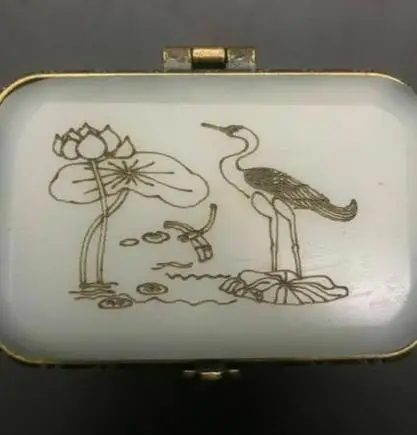 

Chinese antique hand-made The crane pattern A single layer rouge box