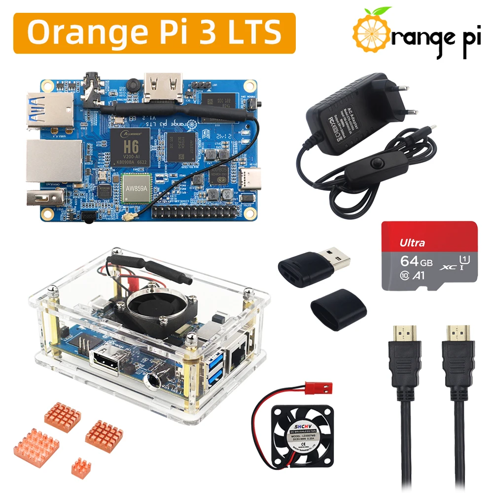 

Новый Orange Pi 3 LTS H6 64-бит 8 ГБ EMMC 2G RAM WiFi BT 5,0 опционально