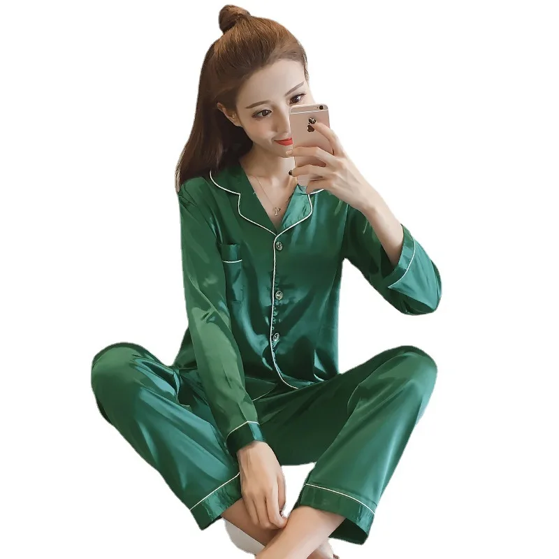 2pcs Women Silk Satin Pajamas Set Plus Size Sleepwear Pijama Ladies Pajamas Suit Female Sleep Two Piece Set Women's Loungewear