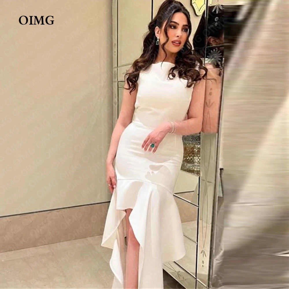 

OIMG Новинка пляжные свадебные платья с круглым вырезом без рукавов Высокие Низкие Свадебные платья для невесты простое платье принцессы