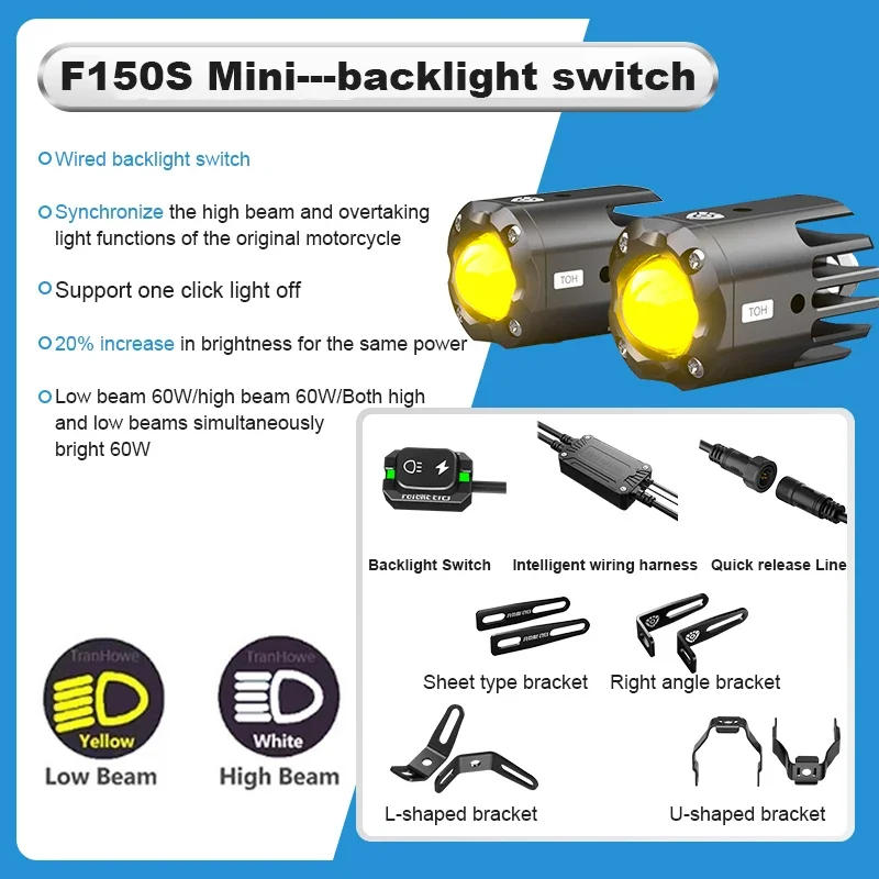 

Future Eyes F150S-mini Скрытый прожектор для мотоцикла Малый размер 60 Вт Светодиодная лампа дальнего и ближнего света Светодиодный прожектор для дополнительного двигателя