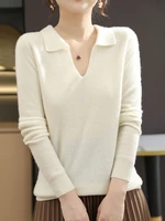 black white polo neck pullover femme sweater women korean all match autumn winter new jumper female long sleeve knitted tops