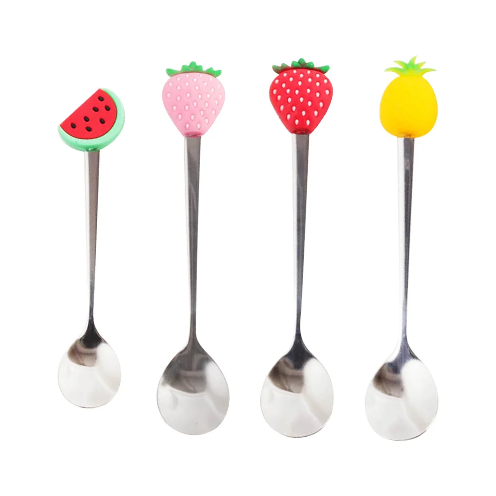 

4 Pcs Metal Serving Spoons Sugar Caviar Dinner Yogurt Household Tools Sauce Appetizer Mini Stainless Steel Fruit Fork
