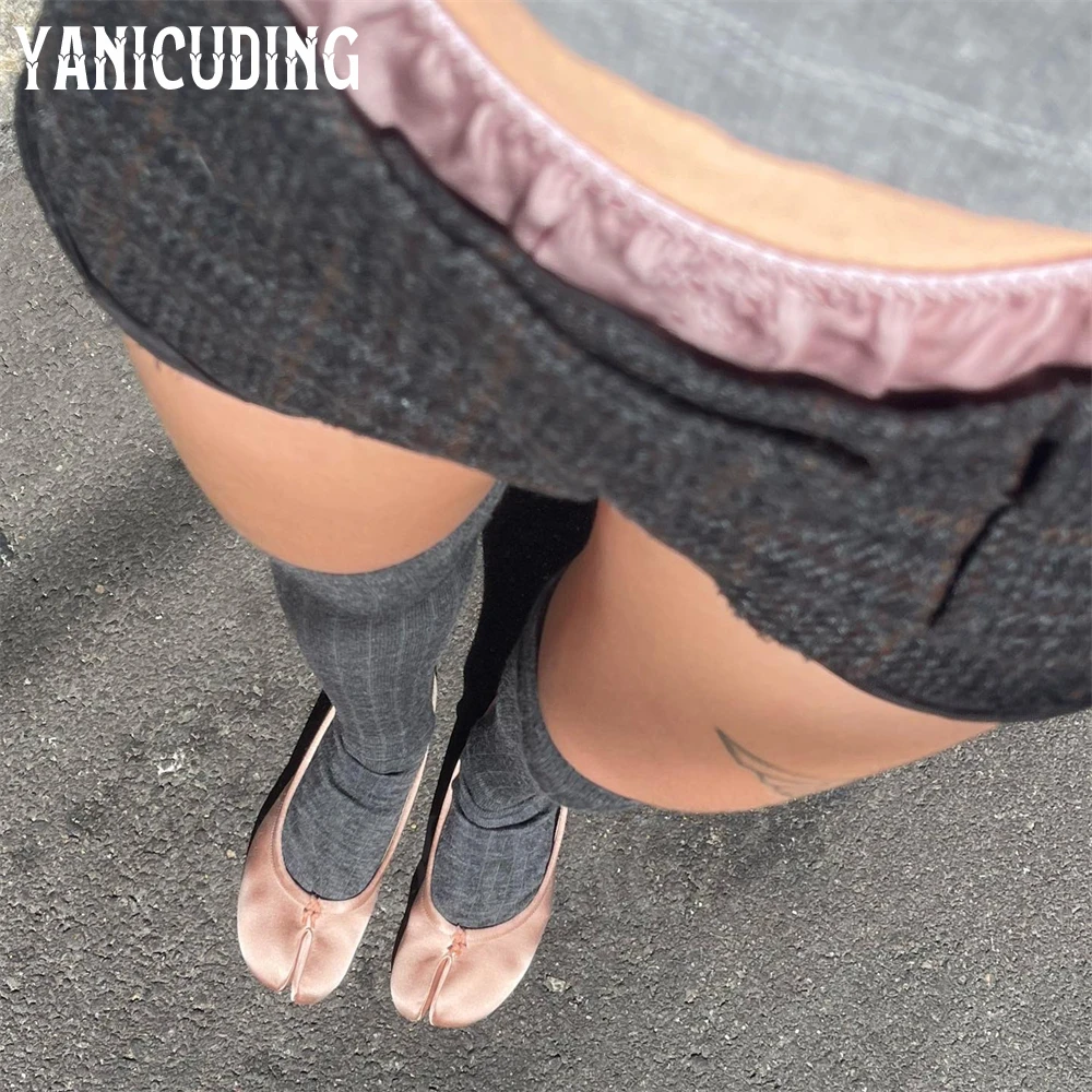 Атласные балетки Tabi новинка дизайнерская стильная обувь на плоской подошве для