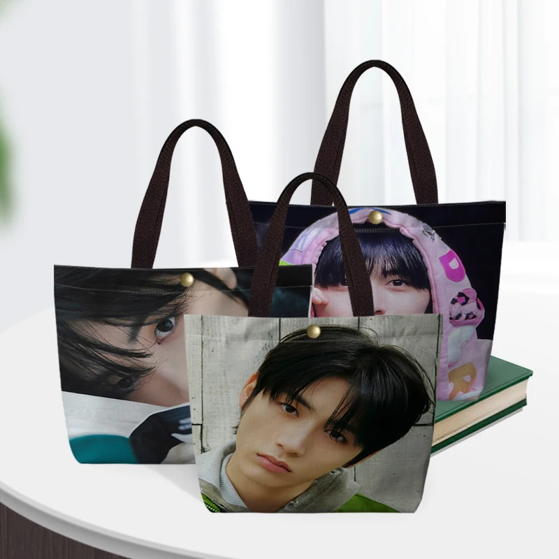 

BOYNEXTDOOR TAESAN Print Handbag Women Casual Linen Totes Underarm Top Handle Bag Lady Shopping Lunch Travel Bags