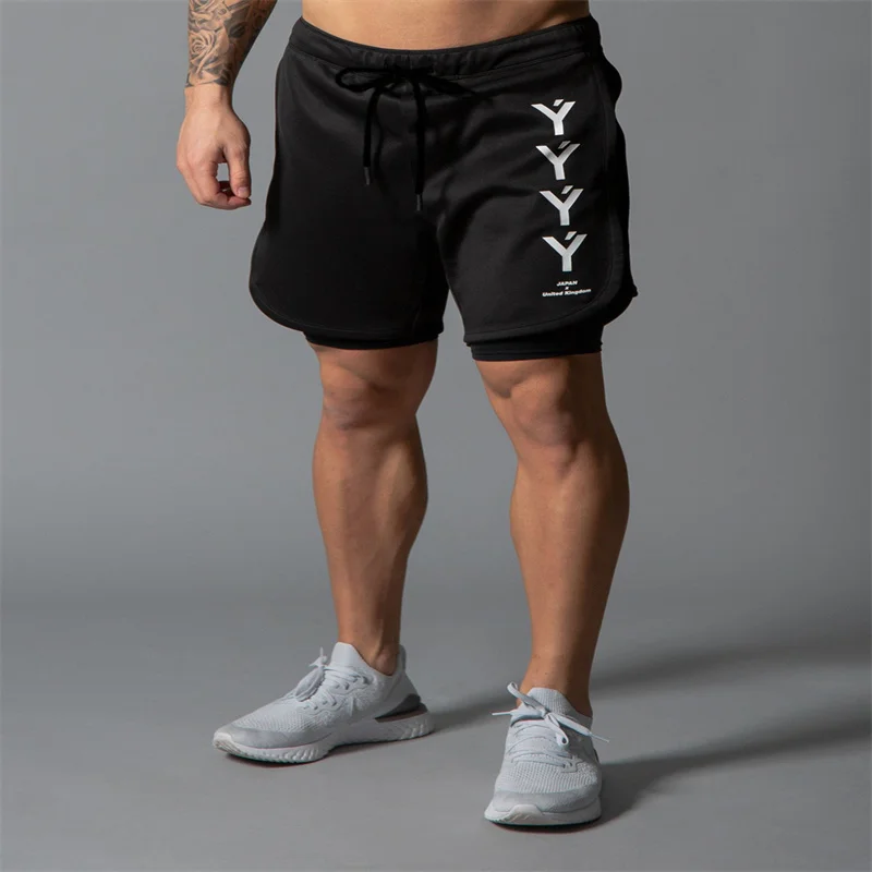 

New Running Sports Shorts Men Jogging 2 in 1 Bermuda Gym Fitness Training Quick Dry Male Summer Workout Double Layer Short Pants