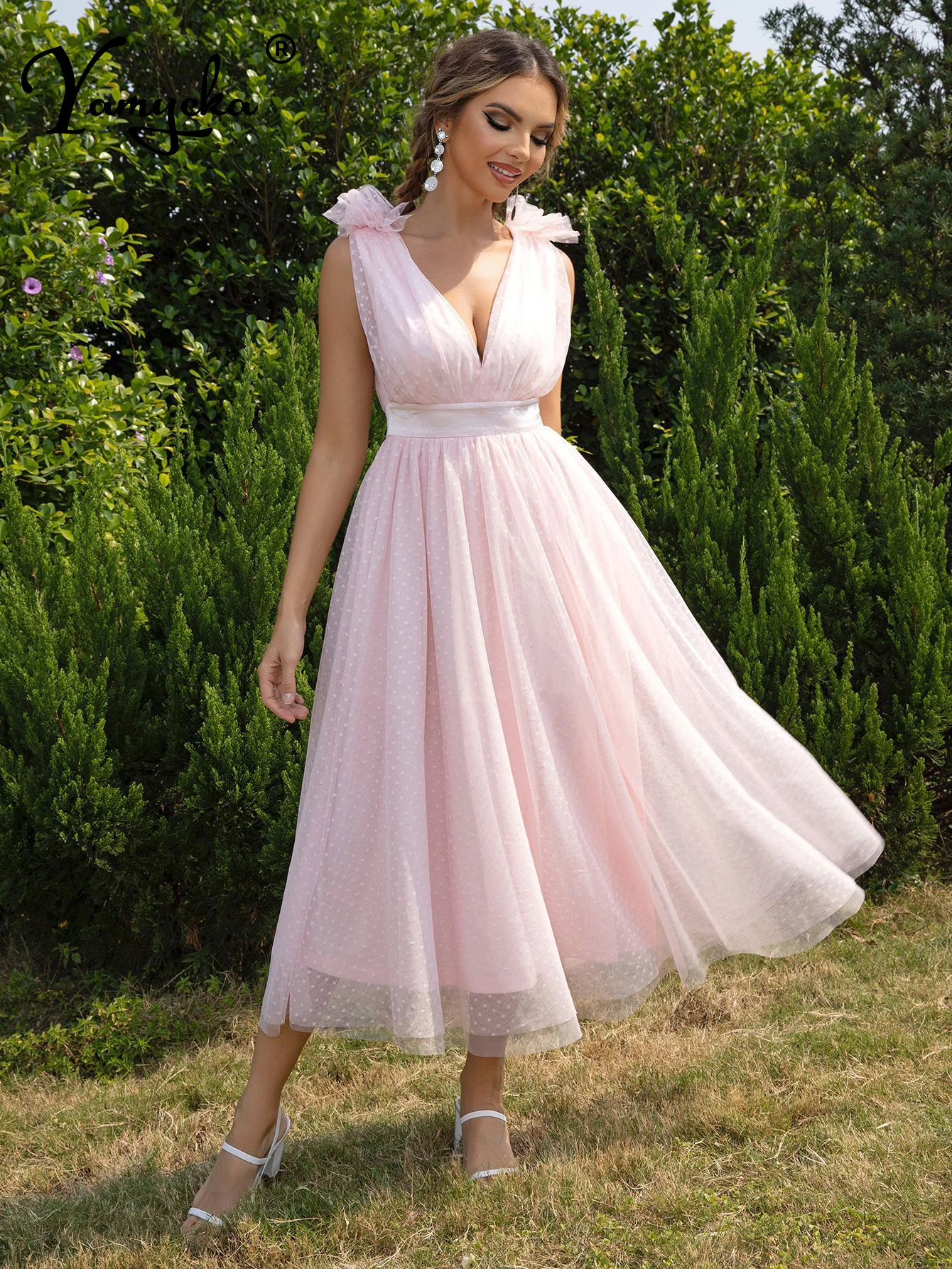 

Женское Сетчатое платье макси с открытой спиной, розовое элегантное вечернее платье для подружки невесты, выпускного вечера, лето 2023