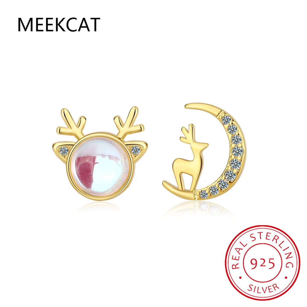 Настоящее серебро 925 пробы асимметричные серьги-гвоздики с рождественскими