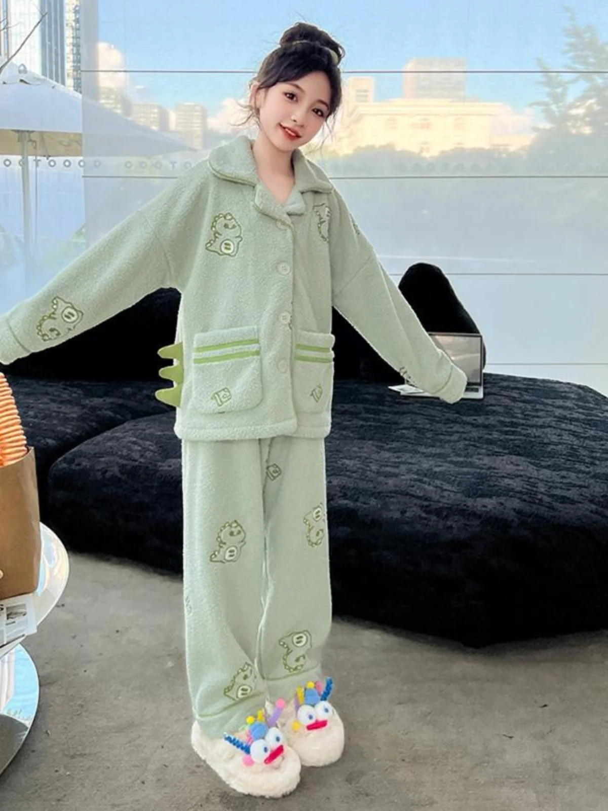 Женские пижамы для детей старшего возраста осенне-зимний новый фланелевой