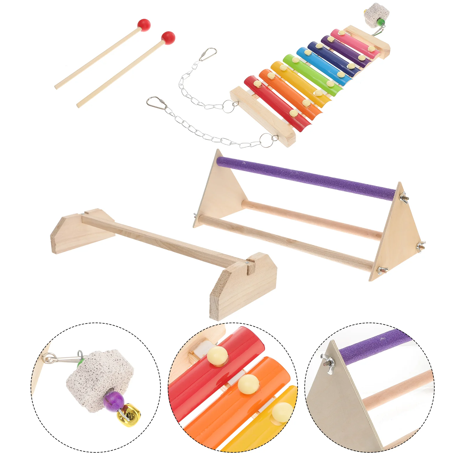 

1 Set Chicken Perch Novel Wooden Fine Gift Pigeon Stand Bird Stand Xylophone