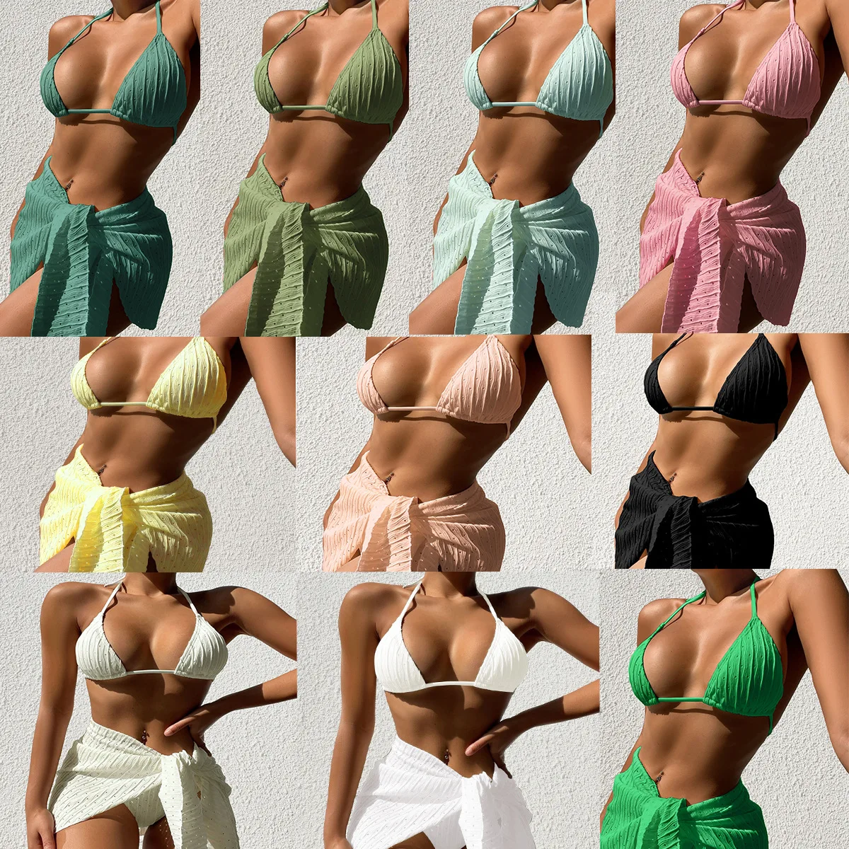 

2023 Sexy Bandage Backless Bikinis Set 3Pcs Women's Swimwear Ins Bikini Swimwears European And American Style Women Swimsuit