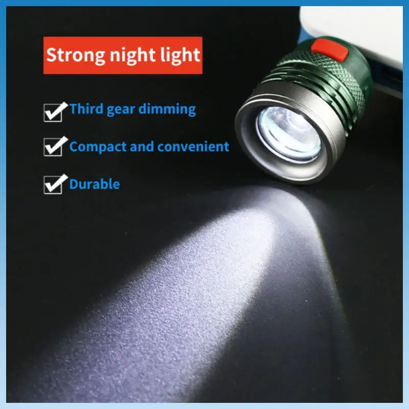 

Mini Portable Flashlight Filling Light Zoomable Lighting Supply Aluminum Alloy USB Interface 3-Gear Outdoor Lighting Tool