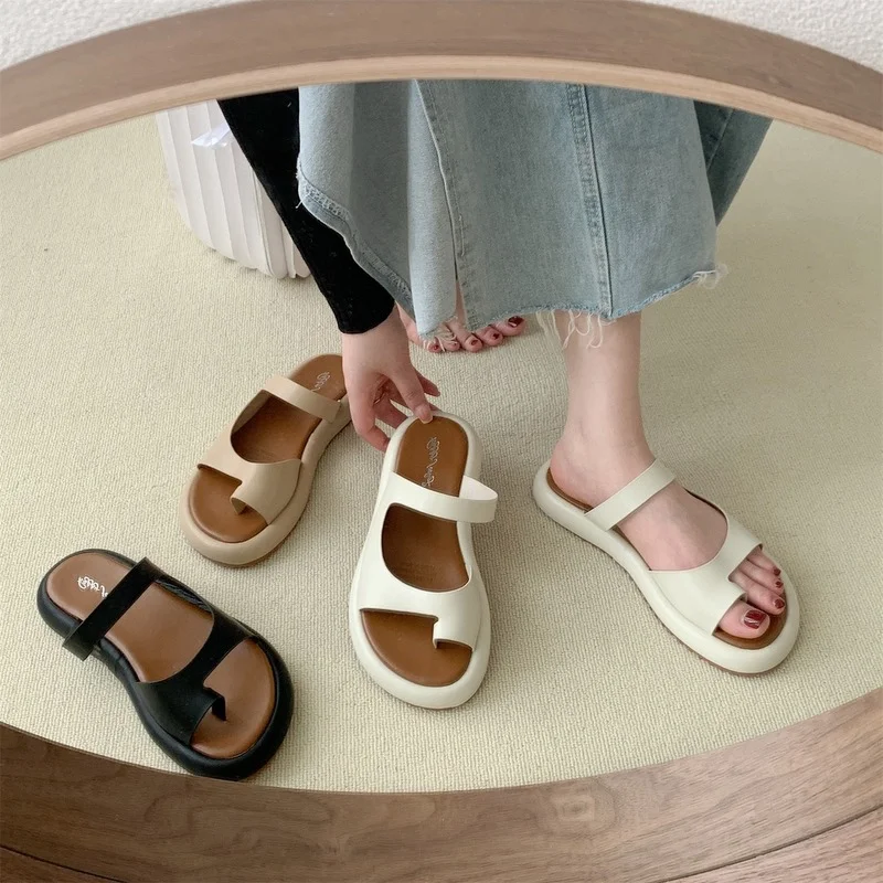 

Niche Design Thick-soled Slippers Women's 2022 Summer Simple Outer Wear Set-toe Sandals Roman Fashion Sandals and Slippers Cool