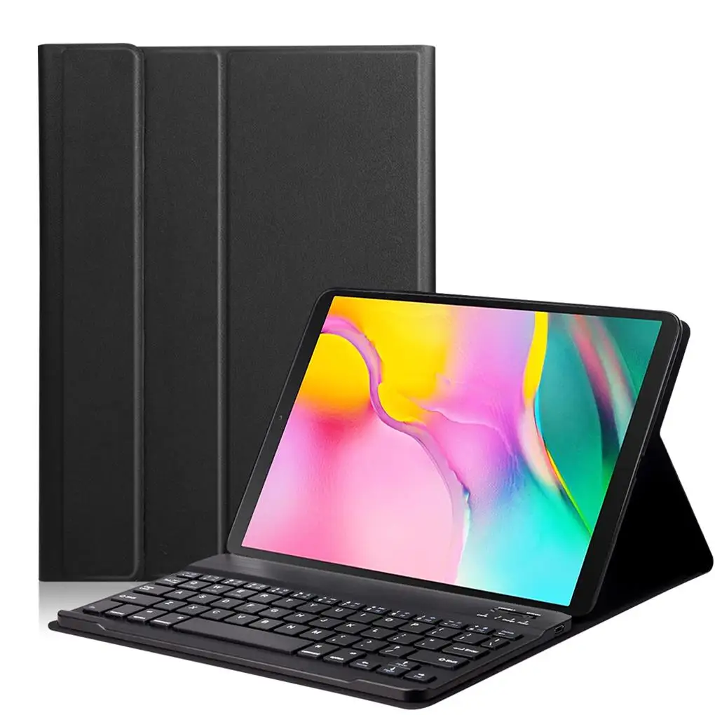 

Tablet LED Stand Cover Black Plastic Wireless Keyboard PU Leather Case