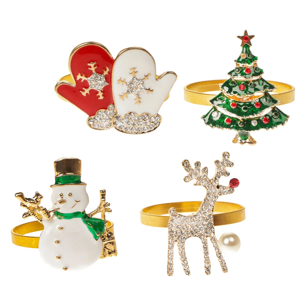 

Sparkly Napkin Rings Deer Alloy Napkin Holder Holiday Napkin Rings Christmas Napkin Buckle Banquet Serviette Holder