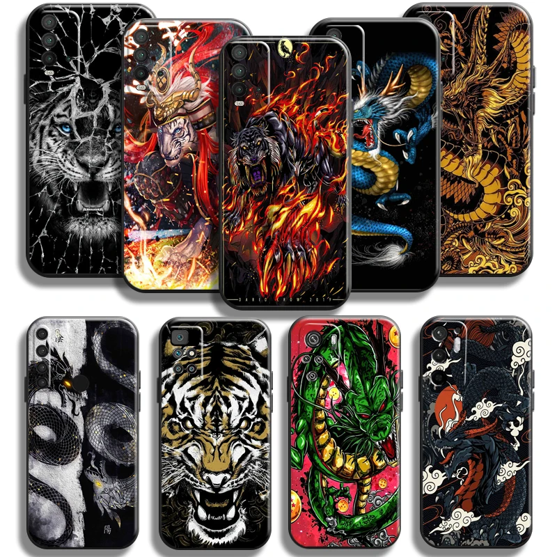 

Fashion Dragon God Tiger Phone Case For Xiaomi Redmi 9T For Redmi 9T Case Carcasa Silicone Cover Liquid Silicon Coque Funda