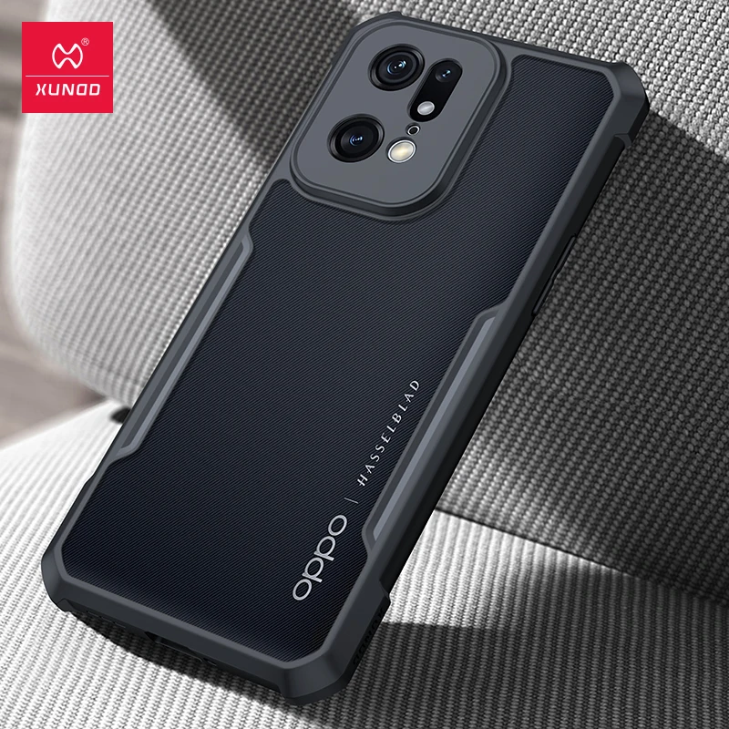 Xundd For Oppo Find X5 X5 Pro Case Airbags Shockproof Bumper Shell,Carbon Fiber Pattern Transparent Back Cover For Find X5 Pro