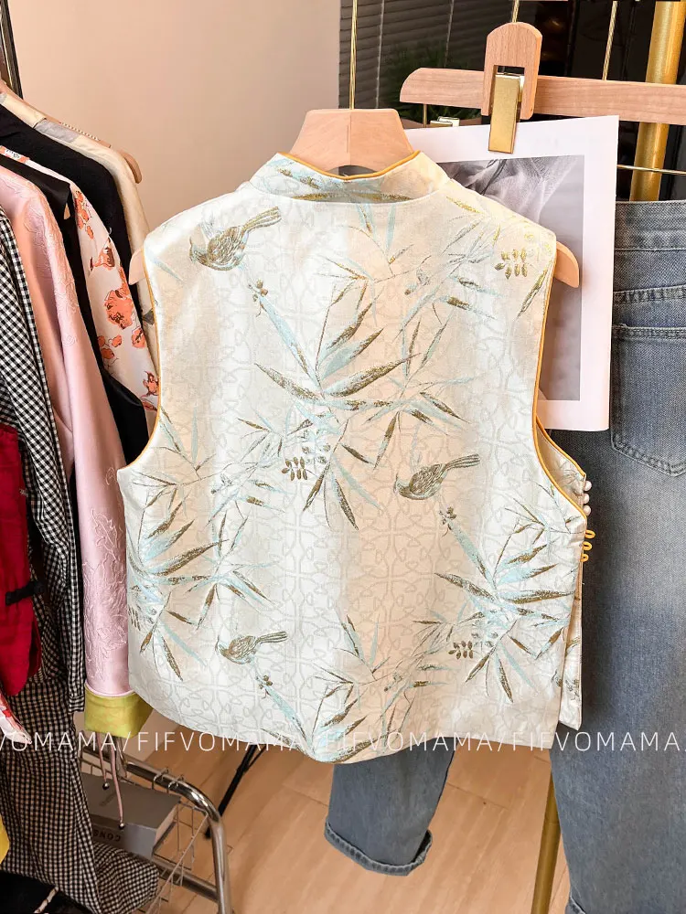 New Chinese Jacquard Vest Women Summer Light National Sle Design Sense Improved Costume Waistc...