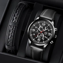 Mens Watches Stainless Steel Leather Quartz Wrist Watch Man Business Watch Calendar Date Luminous Male Casual Bracelet Clock