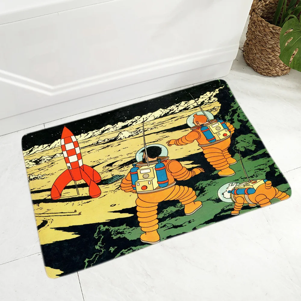 

Living Room Entrance Carpet Flannel Mat Anti Slip Rug Children Crawling Adventures of Tintin Prayer Rug Area Rugs Parlor Mat