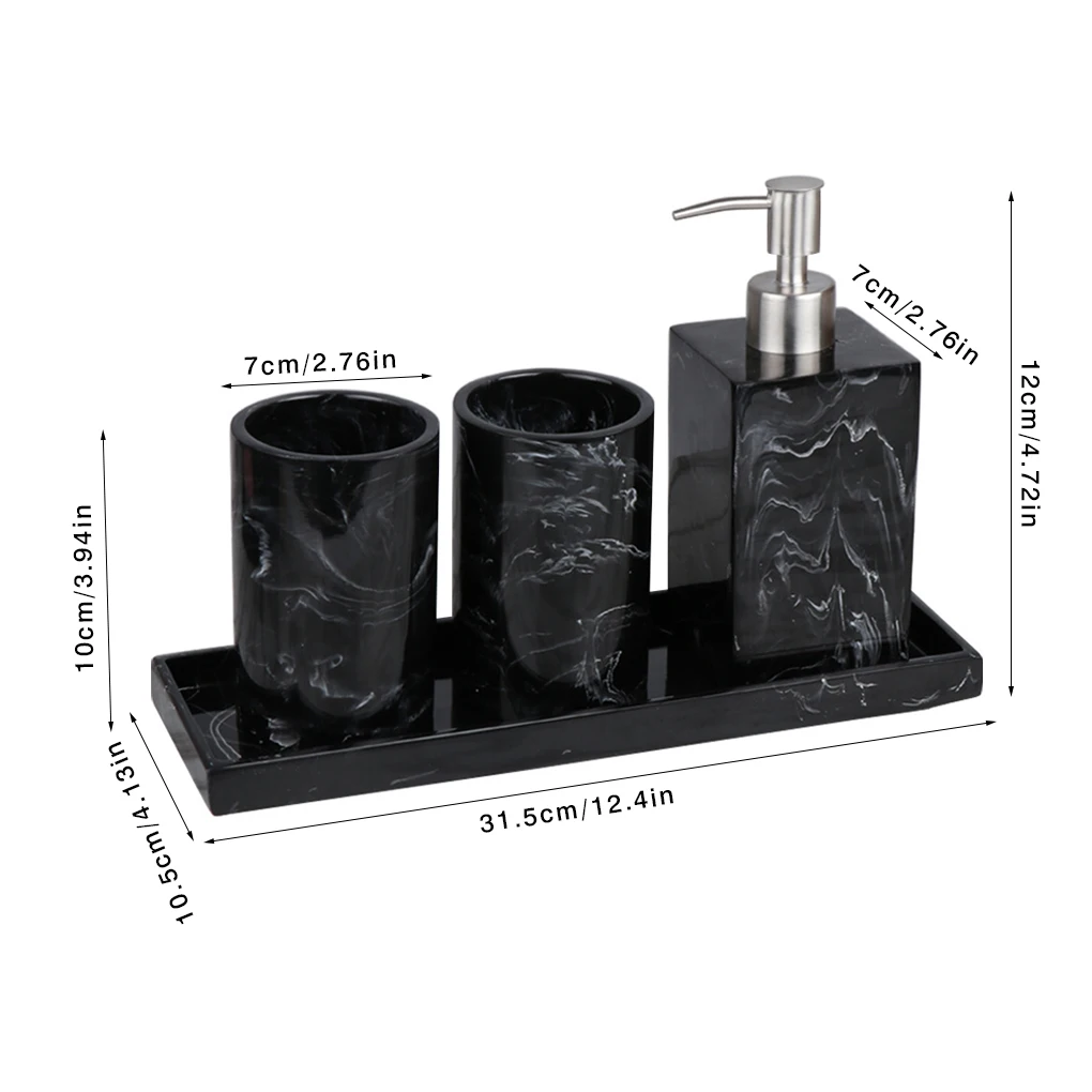 

Набор из 4 предметов для ванной комнаты, чашка с зубной щеткой из смолы, пустая бутылка, тарелка для дома, отеля, ванной, аксессуары для ванной