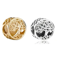 original gold openwork family roots beads charm fit pandora women 925 sterling silver europe bracelet bangle diy jewelry