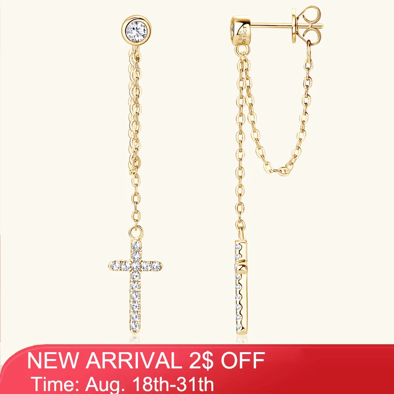 

QXTC Moissanite Drop Station Earrings 3mm D Color Diamond Long Chain Stud Earrings for Women Real 925 Silver 2023 Trend Jewelry