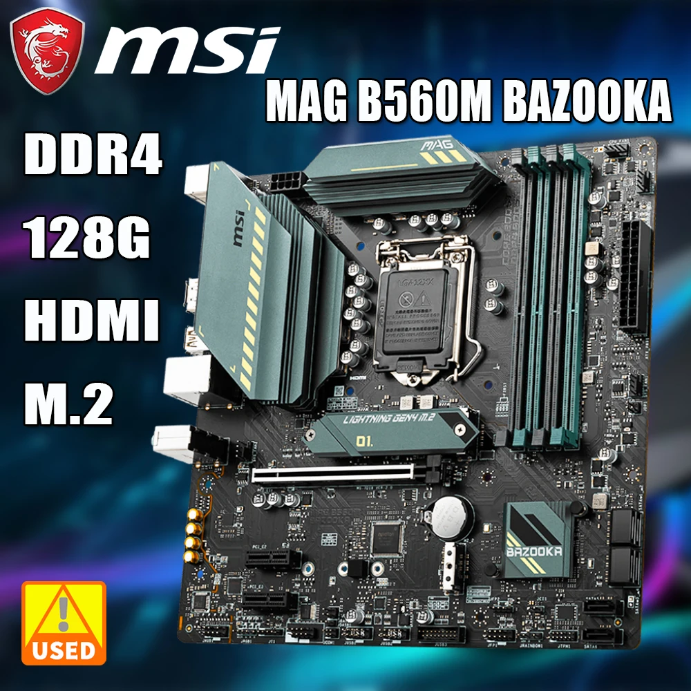 MSI MAG B560M BAZOOKA Motherboard 1x Realtek® RTL8125B 2.5Gbps LAN controller socket LGA1200 Support 10th 11th Gen Processors