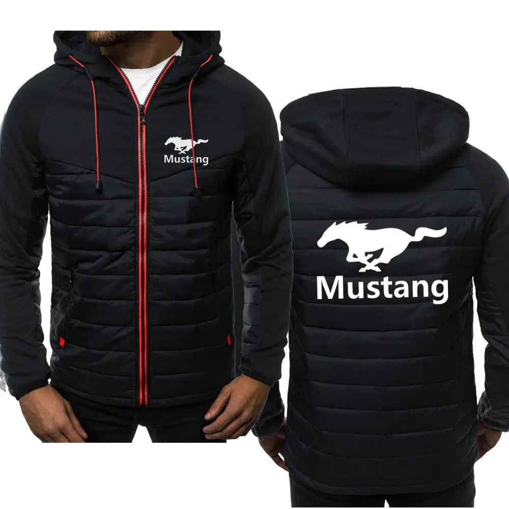 

New Ford Mustang Spring Autumn Mens Hoodies Classic Fashion Male Casual Long Sleeve Solid Color Padded Zipper Jacket