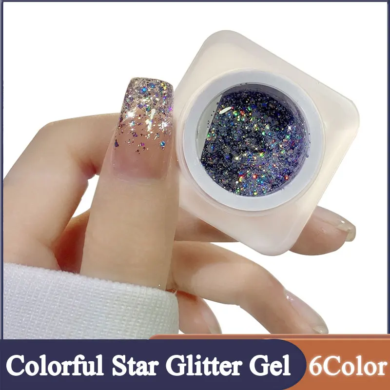 Colorful Star Glitter Gel Nail Polish Lasting Flashing Semi Permanent Soak Off UV Led Nail Gel Lacquer Nail Shop Dedicated