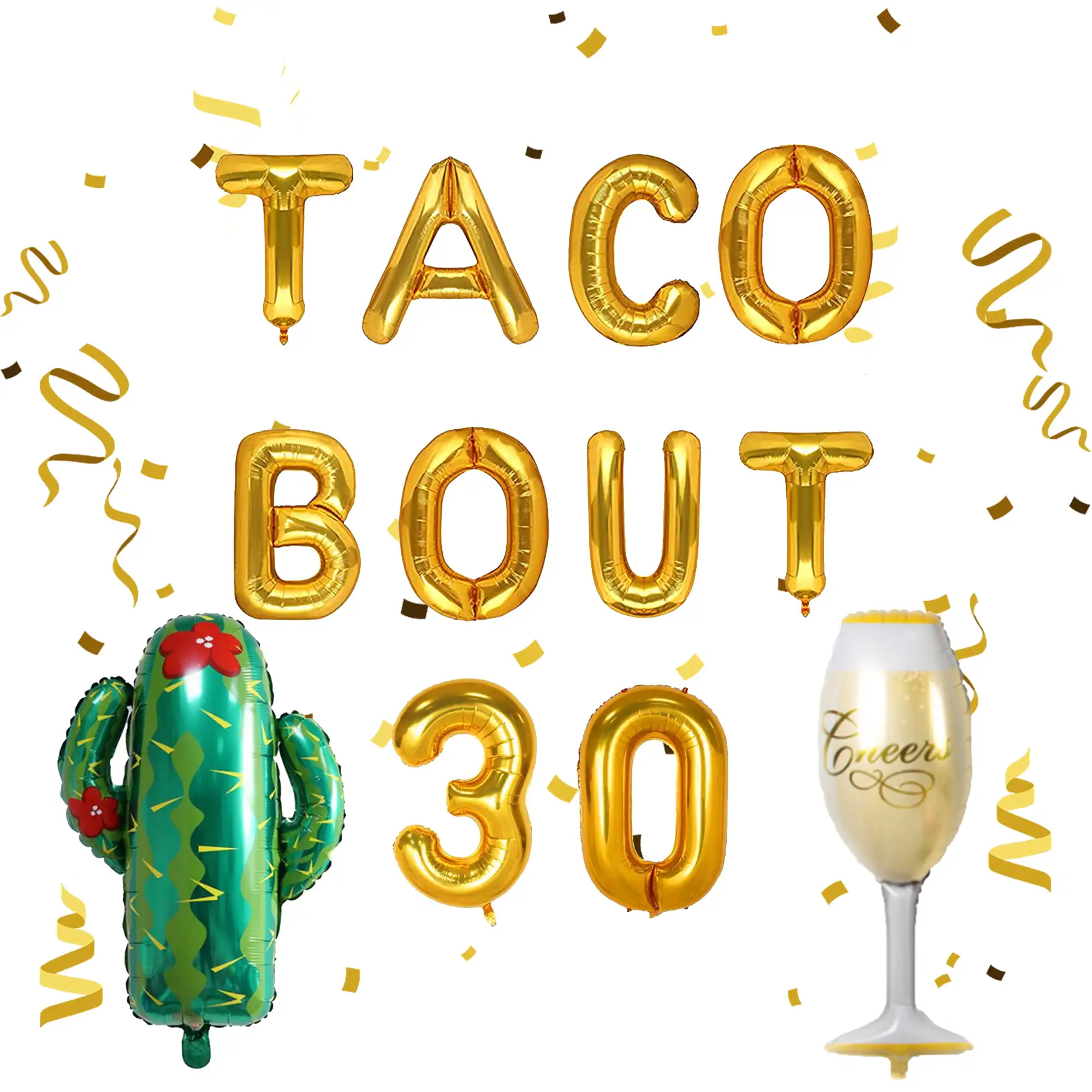 

Funmemoir Taco Bout 30 Balloons Mexican Fiesta 30th Birthday Party Decoration Cactus Foil Balloon Thirty Birthday Party Supplies