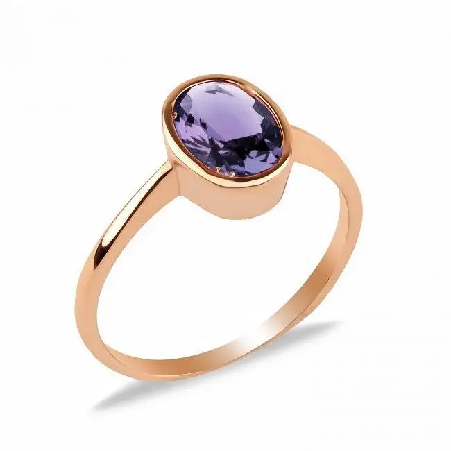 

Tiny Oval Amethyst Sterling 925 Silver Ring